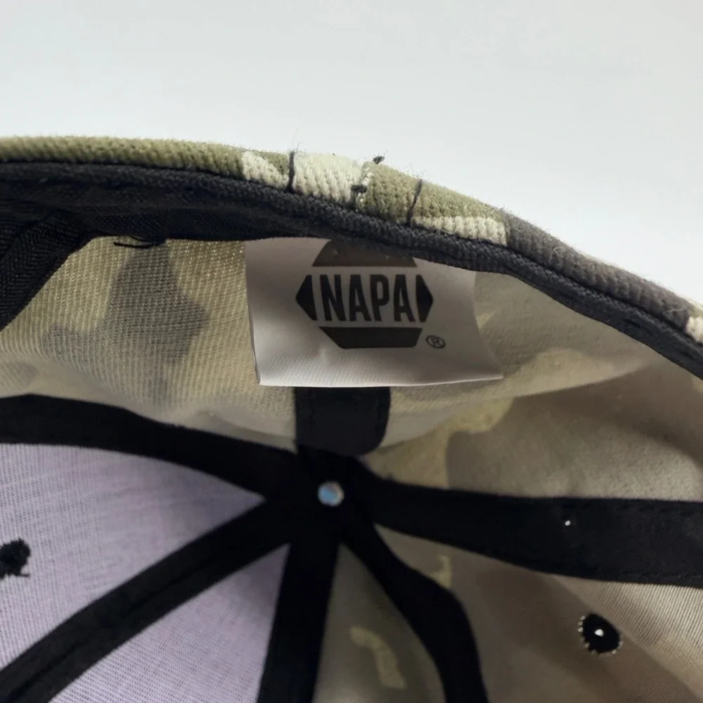 NAPA Hat Mens OS Camo Black Embroidered Logo Adjustable Strapback Baseball Cap